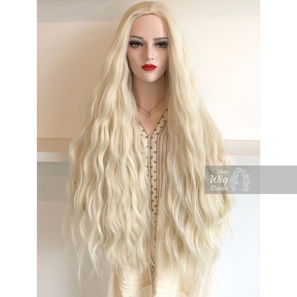 32“ Wavy Icy Blonde Synthetic Wig | Daenerys - Picture 5 of 15